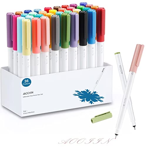 AOOIIN Stifte für Cricut Maker 3/Explore 3/Air 2, Ultimate feine Spitze Stiften 36 ​​Stück 0,4 Tip Markierungsstifte Set Schreibstift Fine Point Pen für Machine von AOOIIN