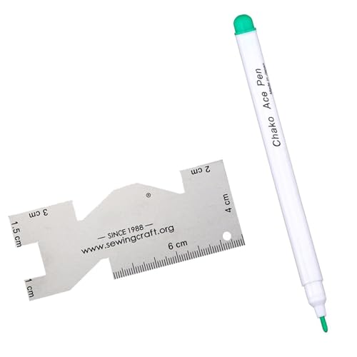 AOOOWER Stoffmarker, Trickmarker mit Metall-Lineal zum Nähen, Handarbeiten, verschwindende Tinten, wasserlöschbarer Markierstift AOOOWER Stoffmarker, Trickmarker mit Metall-Lineal zum Nähen, Handarbeiten, verschwindende Tinten, wasserlöschbarer Markierstift von AOOOWER