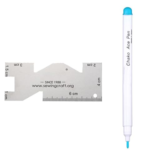 AOOOWER Stoffmarker, Trickmarker mit Metall-Lineal zum Nähen, Handarbeiten, verschwindende Tinten, wasserlöschbarer Markierstift AOOOWER Stoffmarker, Trickmarker mit Metall-Lineal zum Nähen, Handarbeiten, verschwindende Tinten, wasserlöschbarer Markierstift von AOOOWER