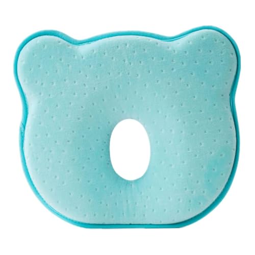 AOOPOO Baby Kopfformkissen, 3D Gedächtnisschaum Säugling Kissen, Neugeborenes Kissen, Baby Flachkopfkissen Verhindert Flachkopf Ideal für 0-12 Monate Neugeborene Kleinkind Kinderwagen Autositz (Blau) von AOOPOO