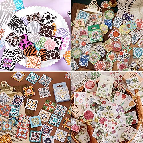 180 Pcs Serie Sticker mit Blumen und Mustern, 4 Kisten Sticker Vintage Aufkleber Scrapbooking Aufkleber für Scrapbook Kalender Notizbuch Tagebuch Fotoalbum DIY Dekoration von AOTOPYU