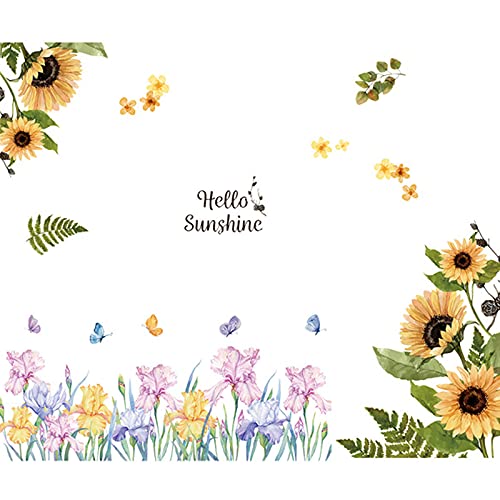 Wandtattoo Sonnenblume + Blumenstrauch(je ein Set) Wandsticker für Wanddekoration Schlafzimmer Wohnzimmer Flur Kinderzimmer Windows Tür Glas Kunst DIY Wohnkultur Wandaufkleber Wandbilder von AOTOPYU