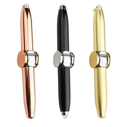 AOUZOVLI 3 Stück Fidget Pen Adhs Stift Spinning Pen Pen Spinning Pen Spinning Pens Fingerspitzen-Gyrostift Mit LED-Licht Schreibgerät Praktischer Fingerspitzenstift Leuchtende Spitze Kugelschreiber von AOUZOVLI