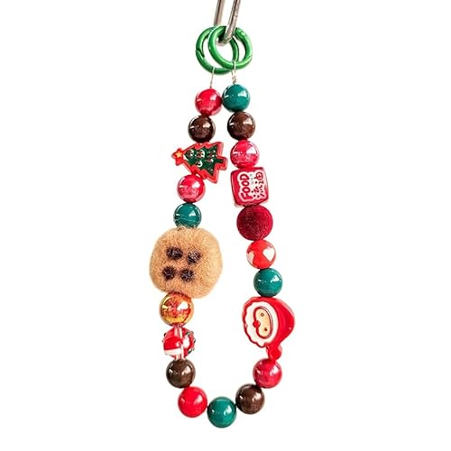 AOYEAH Frohe Weihnachten Perlen Handy Lanyard Kawaii Weihnachts Mann Handy Gurt Schlüssel anhänger Handy Kette Armband von AOYEAH