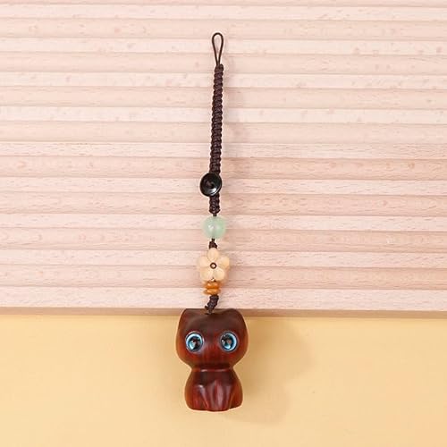 AOYEAH Glückliche Katze Schlüssel anhänger Retro niedliche Handy Kette Holztasche Anhänger Zubehör Charms von AOYEAH