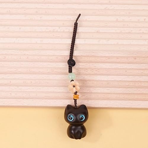 AOYEAH Glückliche Katze Schlüssel anhänger Retro niedliche Handy Kette Holztasche Anhänger Zubehör Charms von AOYEAH