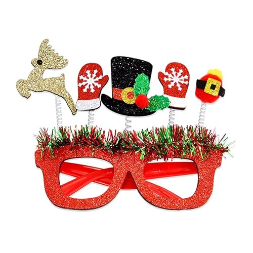 AOYEAH Weihnachtsbrillen-Glitzer-Feiertags-Party-Brillen Rahmen Weihnachts dekoration Zubehör Kostüm Brillen für Weihnachts feiern Feiertags bevorzugungen (Einheits größe für alle) von AOYEAH