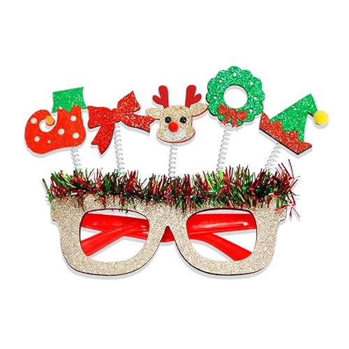 AOYEAH Weihnachtsbrillen-Glitzer-Feiertags-Party-Brillen Rahmen Weihnachts dekoration Zubehör Kostüm Brillen für Weihnachts feiern Feiertags bevorzugungen (Einheits größe für alle) von AOYEAH