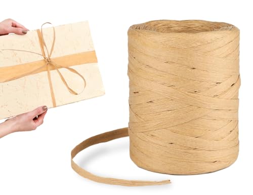 AOYEGIC Bastband,raffia garn zum häkeln,Packschnur,Naturbast Papierband,Papierschnur,Bast Band,Geschenkband,für handwerksprojekte,DIY,Weben und Gärtnern(200m) von AOYEGIC