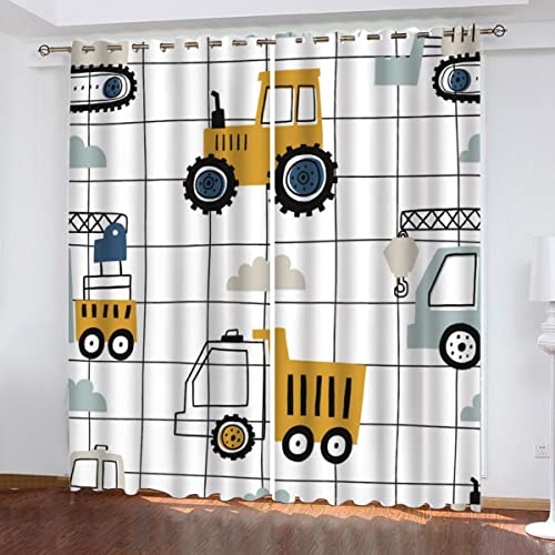 AOYNP Vorhang Blickdicht mit Ösen 3D Traktor Verdunkelungsvorhang Wohnzimmer 2er Set, BöhmenPolyester Schallschutz Gardinen für Kinderzimmer Dekoration 140x160 cm von AOYNP