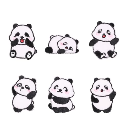 6 x Panda-Aufnäher, selbstklebend, kein Nähen für Kleidung, Hüte, Accessoires, Dekoration für Bastelliebhaber 6 x Panda-Aufnäher, selbstklebend, kein Nähen für Kleidung, Hüte, Accessoires, Dekoration für Bastelliebhaber von AOYUDJ