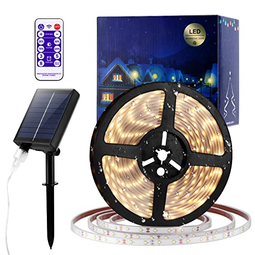 AOZBZ Solar Lichtleiste 5 m, LED Leiste für den Außenbereich, 280 LEDs wasserdichte Lichtleiste für Garten, Hof, Weg, Party, Weihnachtsdekoration mit Fernbedienung von AOZBZ