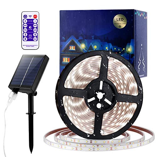 AOZBZ Solar Lichtleiste 5 m, LED Leiste für den Außenbereich, 280 LEDs wasserdichte Lichtleiste für Garten, Hof, Weg, Party, Weihnachtsdekoration mit Fernbedienung von AOZBZ