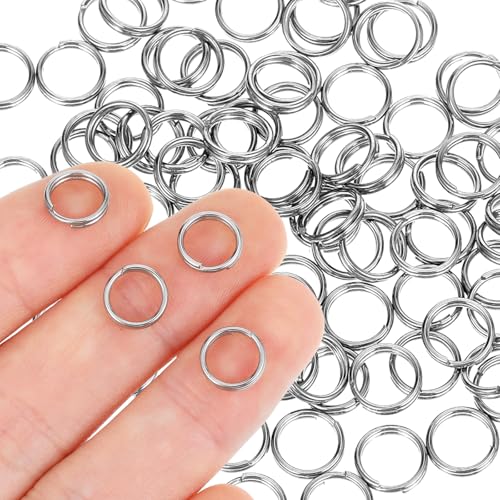 AOZUO 100 Stück Klein Schlüsselringe, Edelstahl Doppelschlaufen Spaltringe Mini Schlüsselring Metallringverbinder für Schmuck, Ohrringe, Halsketten, Armbänder und Bastelarbeiten(6 mm) von AOZUO