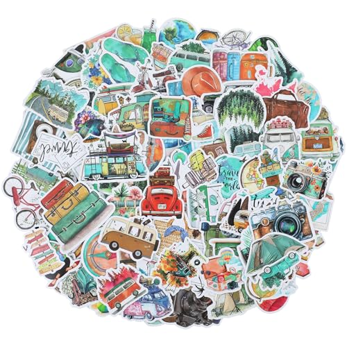 AOZUO 100 Stück Reiseaufkleber, Outdoor Reise Scrapbooking Aufkleber Travel Stickers Wasserfest Journaling Aufkleber für Koffer, Skateboard, Laptop, Gepäck, Graffiti, Teenager, Junge, Mädchen von AOZUO