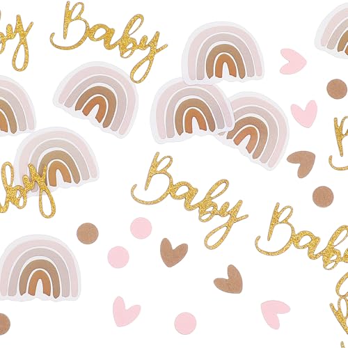 AOZUO 120 Stück Babyparty Deko Mädchen,Babyshowerparty Deko Konfetti,Glitzerndes Regenbogen Konfetti Tischdekoration Gold Champagner für Die Enthüllung Des Geschlechts Des Babys Geburtstagsparty von AOZUO