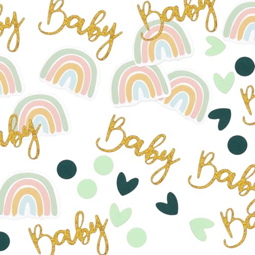 AOZUO 120 Stück Babyparty Deko Mädchen,Babyshowerparty Deko Konfetti,Glitzerndes Regenbogen Konfetti Tischdekoration Gold Champagner für Die Enthüllung Des Geschlechts Des Babys Geburtstagsparty Gold von AOZUO