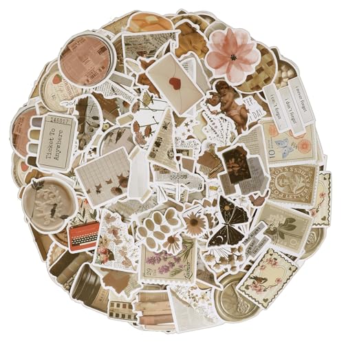 AOZUO 180 Stück Scrapbook Stickers,Journal Sticker Aesthetic Scrapbook Sticker Set Vintage Zubehör Wasserfestes Papier Aufkleber Ästhetische Scrapbooking Tägliche Dekorative Wasserflaschen Handbuch von AOZUO