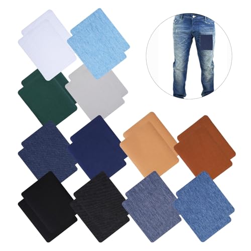 AOZUO 24 Blatt Jeans Bügelflicken, 12.5x9.5cm Flicken Zum Aufbügeln Aufbügel Patches Jeans Flicken Zum Aufbügeln Innen Patches Stark Klebende Bügelflicken Zur Lochreparatur Dekoration von AOZUO