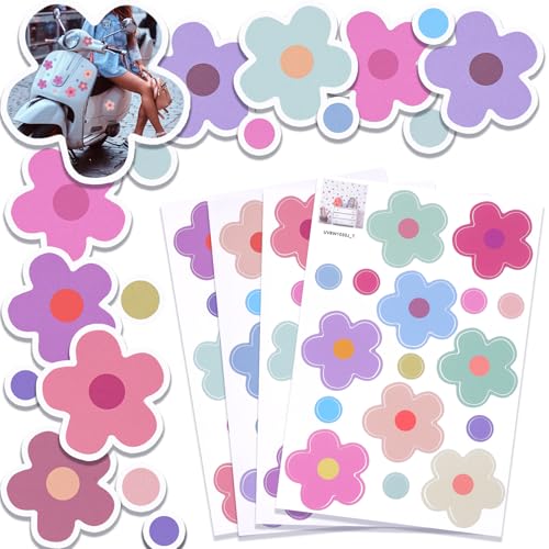 AOZUO 4 Blätter Blümchen Aufkleber Fahrrad, Blumen Auto Sticker, Flower autoaufkleber motorrad sticker kofferaufkleber für Küche, Bad, Auto, Koffer, Laptop, Aufkleber Fahrrad, Roller von AOZUO