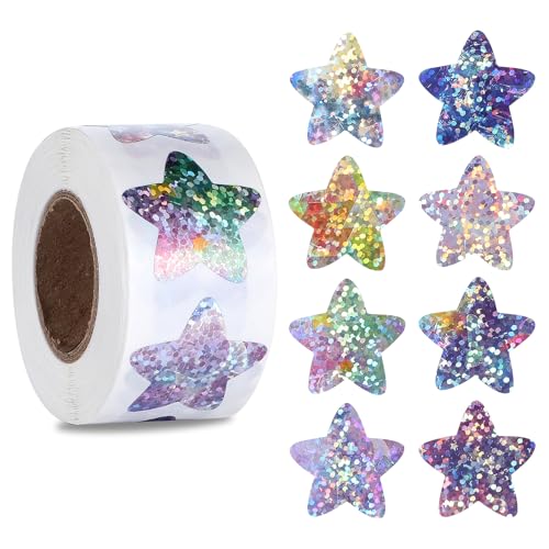 AOZUO 500 Stück Sterne Sticker,Stern Aufkleber Sterne, 2.5cm Glitzer Belohnung Sternaufkleber für Kinder Selbstklebend Etiketten für DIY Scrapbooking Dekoration Heimwerker Basteln Schule Schüler von AOZUO