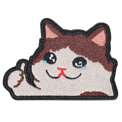 AOZUO Patches,Katze Patch,Aufnäher Lustiger Weinender Katze Bestickte Applikationen Süße Katzen DIY Aufkleber Zubehör mit Klettverschluss Der Rückseite für Rucksäcke Hundegeschirre Sporttaschen Hüte von AOZUO