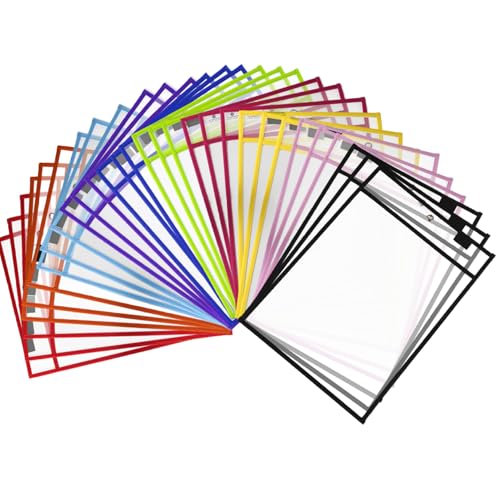 30 pcs Trockener Erase -Taschen 14 x 10 Zoll Clear Trockenlöschhülsen mit Loch wasserdicht wiederverwendbarer Blechschutz für Kinder Kinder Klassenzimmer Schulbüroartikel von AOpghY