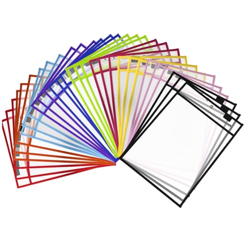 30 pcs Trockener Erase -Taschen 14 x 10 Zoll Klar trockener Löschhülsen mit Loch wasserdicht wiederverwendbares Blechschutz für Kinder Kinder Klassenzimmer Schulbürovorräte von AOpghY