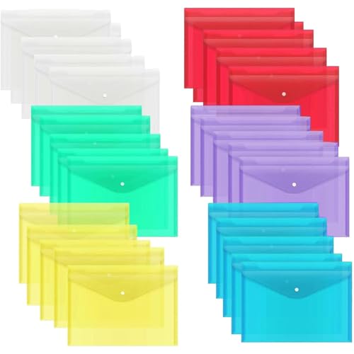 30pcs Kunststoffumschläge mit Schnappverschluss 13 x 9 Zoll eingedickte Plastikordner für Dokumente wasserdichte Clear -Hüllkurven -Beutel für Schulbürovorräte von AOpghY