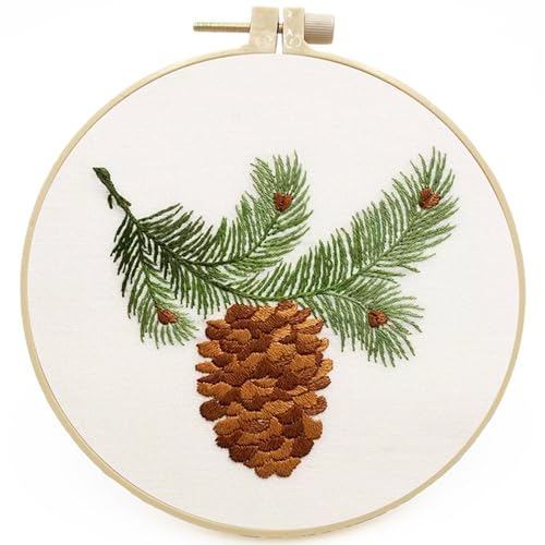 AOpghY 1 Set Stickkit, DIY Pine Cone Cross Stitch Craft Kit mit gestempelten Musterfadennadeln Verstellbare Stickereien Stickerei Kit Arts and Crafts Supplies von AOpghY