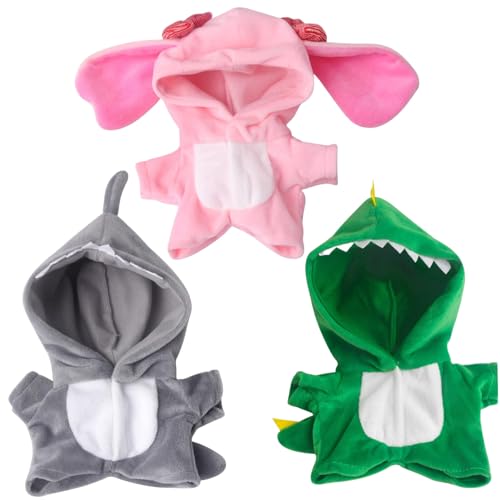 AOpghY 18 Zoll Puppenkleidung 3PCS Rabbit, Wolf & Dinosaur Doll Kleidung mit Heck Kapuze -Ganzkörper American Puppenkleidung Stofftierkleidung, Keine Puppen Freizeitspielzeug von AOpghY