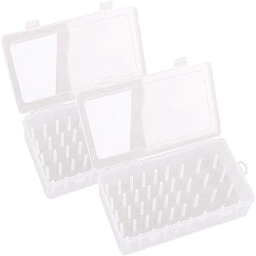 AOpghY 2 PCs Stickerei-Gewinde Organisator 42 Spool Transparent Nähfadenspeicherbox 9.3x5.4x2.6 In Flip-up Leere tragbare PP-Fadenhalter Sticker Thread-Organisatoren von AOpghY