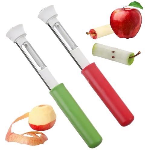 AOpghY 2pcs Obstpeeler 2 in 1 Core & Peel Corer-Werkzeugküche mit Verlängertyp-Griff einfach zu reinigen Obstkorer für Birnen und Pfirsiche Fruit Corer Werkzeugküche Gegenstände von AOpghY