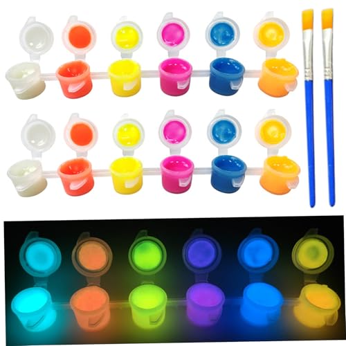 AOpghY 4pcs/Set Glühen im dunklen Lack -Set enthält 2 Streifen Neonfarbe und 2 Pinsel Pinsel, Gesichtskörperfarbe UV -Acrylfarben -Lack -Set DIY Handgefertigte Konstruktionsmittelzubehör von AOpghY