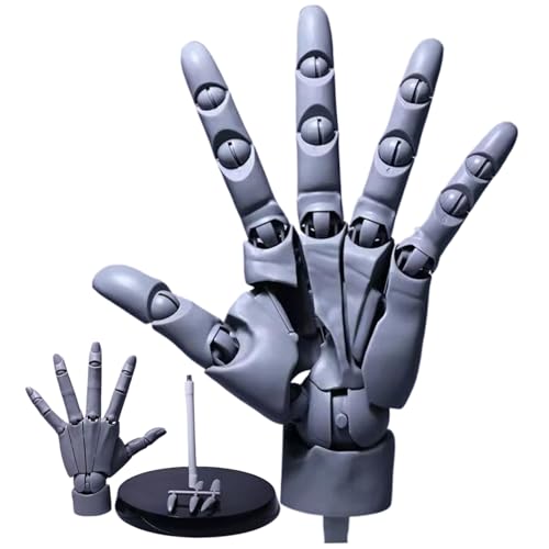 AOpghY Handmodell 1: 1 artikulierte Schaufensterpuppenhandschuhgelenk -Manikin -Hand mit Basis -DIY -PVC -Handmodell zum Zeichnen, Malerei, graues DIY -handgefertigter Designzubehör von AOpghY