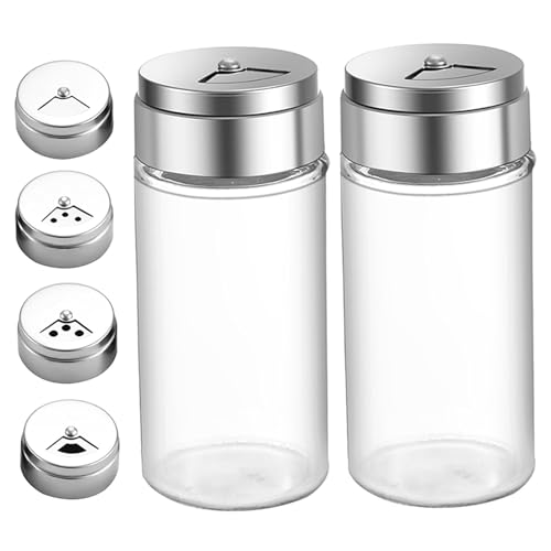 AOpghY Salz- und Pfeffer -Shaker Set, 4pcs 120 ml Clear Glass Cassering Shaker mit verstellbaren Gosslöcher, Gewürzschüttler mit Edelstahl -Deckeldesktop -Vorräten von AOpghY