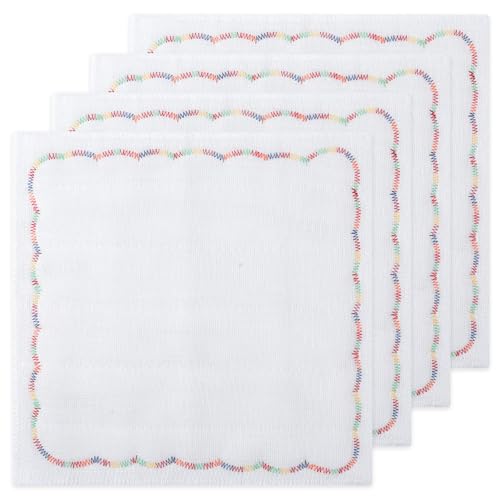 AOpghY Schale Tücher 4pcs 12x12in oleophobe Geschirrtücher 12 Schicht absorbierende Reinigungslappen mit Regenbogenstichen Baumwollgarn nasses und trockener Küchentücher Desktop -Lieferungen von AOpghY