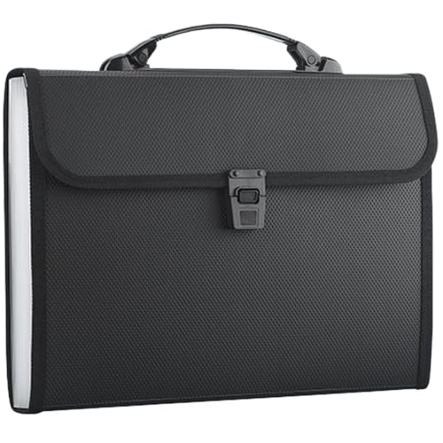 Akkordeon -Datei Organizer, wasserdicht 13x9.4 Datei Organizer mit Handle und 13 Taschen, die zipperte tragbare Dokumentenorganisator, Black Office Supplies erweitern von AOpghY