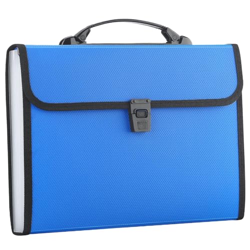 Akkordeon -Datei Organizer, wasserdicht 13x9.4 Dateiorganisator mit Handle und 13 Taschen, die zippered tragbare Dokumentenorganisator, Blue Office Supplies, erweitern von AOpghY