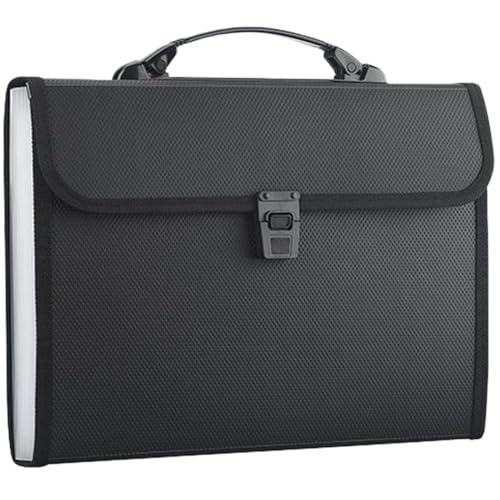 Akkordeon -Datei Organizer, wasserdicht 13x9.4 Dateiorganisator mit Handle und 13 Taschen, die zippered tragbare Dokumentorganisator, schwarze Büroartikel erweitern von AOpghY