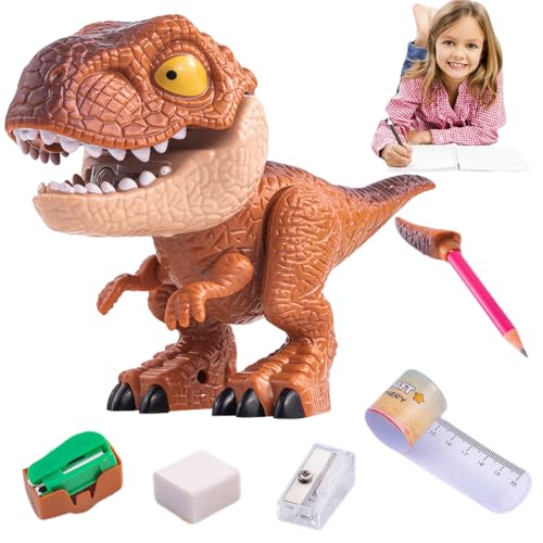 Dinosaurier Bleistift -Gehäuse -Set, 5 in 1 Briefpapiersets umfasst Herrscher, Bleistift, Bleistiftsenergie, Bindungsmaschine, Radiergummi Dinosaur Toys Office Supplies von AOpghY