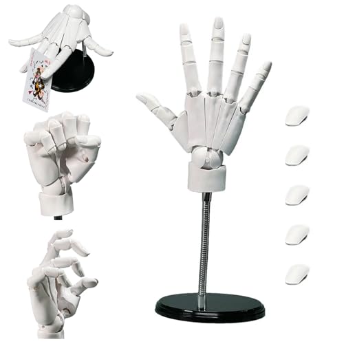 Handmodell 1: 1 artikulierte Schaufensterpuppenhandbewegungsgelenk 16x8in Manikin Hand mit Basis -DIY PVC ABS Handmodell zum Zeichnen, Malerei, weiße DIY -handgefertigte Konstruktionsmittelversorgung von AOpghY