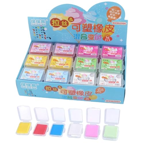 Knoadef Eraser, 36pcs/Set Weichketschierbarer Radiergäuer, farbiger Modegitter mit Plastikkoffer, pädagogische Kneetegänger für Künstler Kinder Zeichnen Bürozubehör von AOpghY