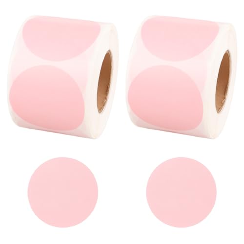 APACALI 1000 Stück Rosa Thermoetiketten rund, 50x50mm Runde Etikett Aufkleber, Selbstklebend Etikett Aufkleber Klebepunkte, Thermodrucker Etikettenaufkleber für DIY-Logo-Design Namensschild von APACALI