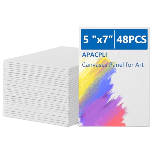 APACALI 48 Stück Leinwand zum Bemalen, 13x18cm Kleine Malkarton, Baumwolle Leinwände zum Malen, Gemälde auf Leinwand, Canvas Panels für Acrylfarbe, Ölfarbe von APACALI