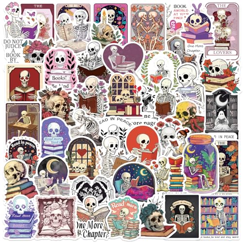 APAREAL Lesung Sticker Set 50 Stück, Graffiti Skull Aufkleber für Kindle Laptop Journal Scrapbook Skateboard Motorrad Fahrrad Koffer, Wasserfeste Vinyl Lustig Decals von APAREAL