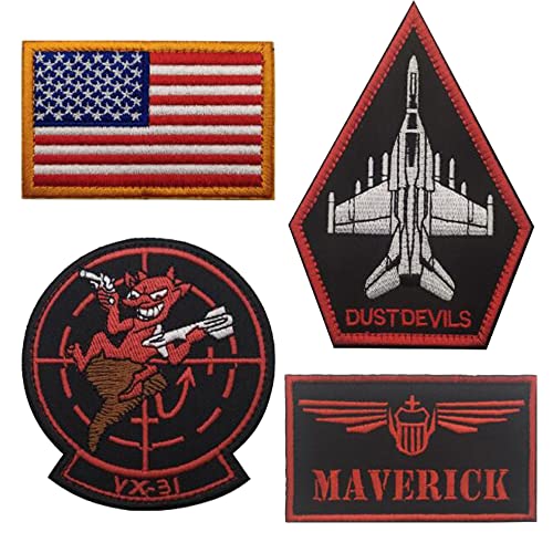 4 Stück United Sates Navy Maverick Applique Patches Dustdevils VX-31 bestickte Applikation Patches Tactical Military Moral Combat Armband Badge von APBVIHL