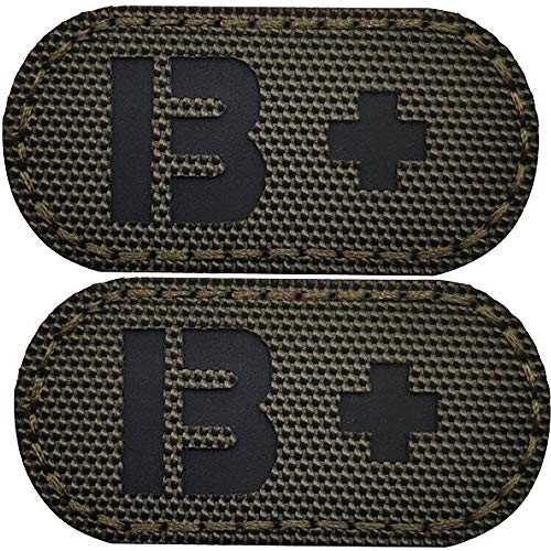 Bluttypen-Kit Infrarot-reflektierende Flicken – taktische Blutgruppe Positive Morale Patch Nähen Applikationen (Armeegrün, B+) von APBVIHL