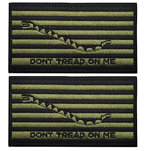 Dont Tread On Me Taktischer Aufnäher, Militär Moral Patches DIY bestickte Nähapplikationen dekorative Abzeichen Haken und Schleife Rückseite, Bündel von 2 Stück, 9,94 x 5,5 cm, Schwarz Grün von APBVIHL