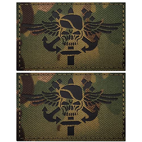 IR Reflektierende Piraten Schädel Anker Applikation Patches - Seemann Seehund Skelett Taktische Militär Moral Armband Emblem Abzeichen Dekorative Nähen Applikation Patch - Klettverschluss Rückseite von APBVIHL